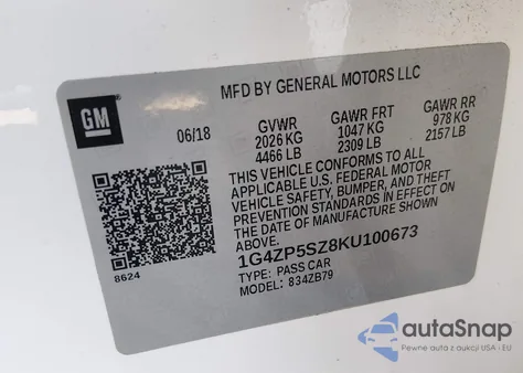2019 Buick Lacrosse Fwd Essence from USA, damaged, VIN 1G4ZP5SZ8KU100673